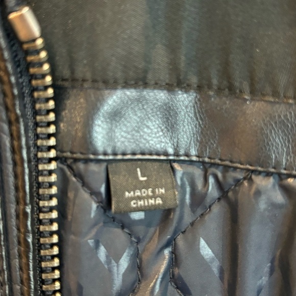 MARC NEW YORK Sz L Jacket by Andre Marc Pebbled Vegan Leather Lined Dark Blue - Picture 12 of 12